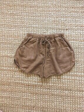 Eliza Faulkner Brown Linen Shorts Medium